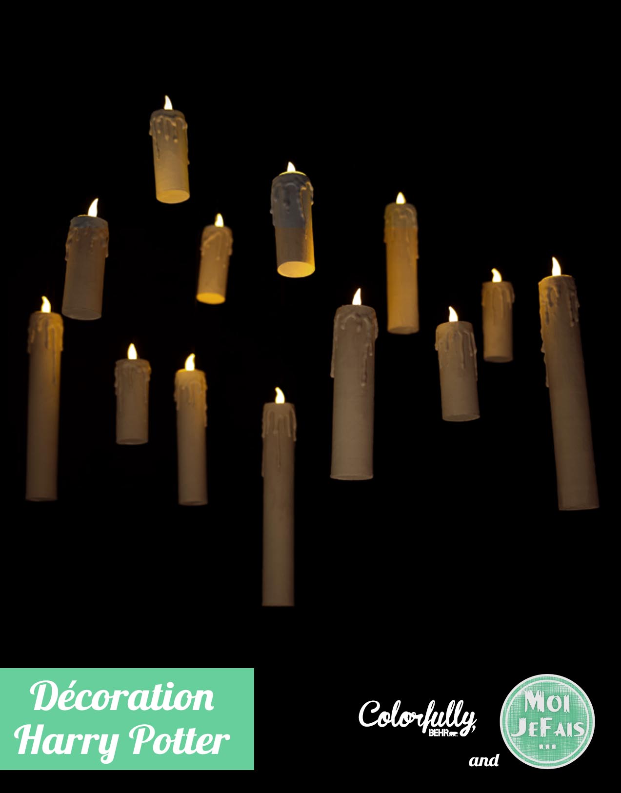 Bougies LED flottantes, Harry Potter, contrôlables avec baguette, travail à  piles, flammes scintillantes, pour maison, église, fête, Halloween, Noël :  : Bricolage
